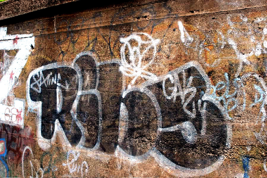 GRAFFITI:  RIBS GAK · SPIN TOK
