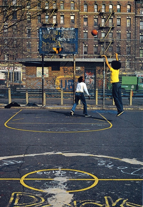 Photo:  Graffiti and Basketball in the Park - 1970s or Early 1980s