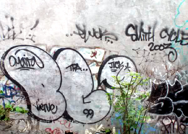 GRAFFITI:  PG JICK TPA VIC · EWOK · SMITH · CYCLE