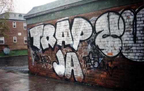 GRAFFITI:  TRAP · JA · DEMER · RIOTONE · ENUF
