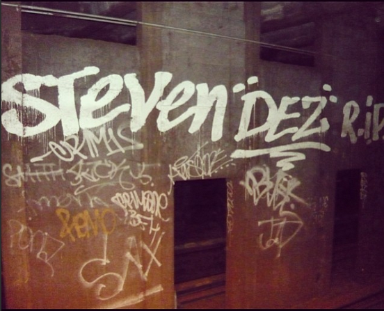 GRAFFITI:  STEVEN DEZ RIP · BUST · SMITH · REMO · RACK U5