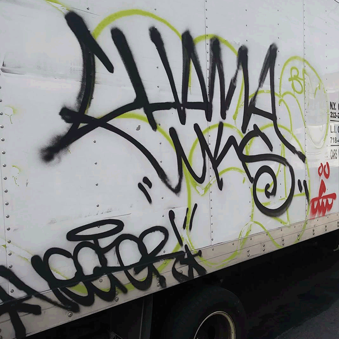 CHAMA and VFR catching quick tags on a box truck. WKS fam in full effect.